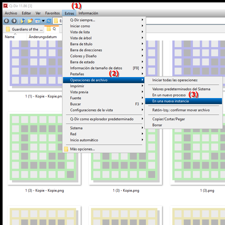 Cómo puedo iniciar operaciones de archivos en el Explorador de archivos en una nueva instancia